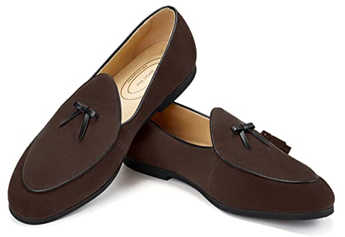 Image of Journey West Men's Suede Leather Belgian Loafers for Men Slip-on Casual Penny Casual Loafers