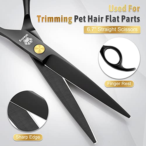 Image of Dog Grooming Scissors Kit with Safety Round Tips, GLADOG Professional 5 in 1 Grooming Scissors for Dog