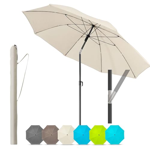 4smile Sonnenschirm Strand 160 cm in Beige - Höhenverstellbarer Strandschirm SunnyJoy UPF 50+ für Sonnenschutz Strand, Strandschirm windfest stabil - Sonnenschirm mit Schutzhülle, Gartenschirm 1