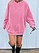 Ebifin Women's Oversized Long Sleeve Sweatshirts Pure Color Round Neck Casual Pullover Shirt Pink