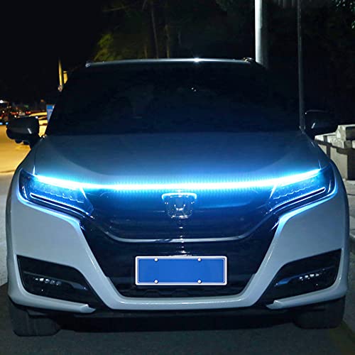 Tekshinny Dynamic Car Hood Light Strip, 59 Inches Exterior Car Strip Lights Flexible Headlights Waterproof Daytime Running Led Hood Strip Lights For Cars, Trucks(Ice Blue) #TOP3