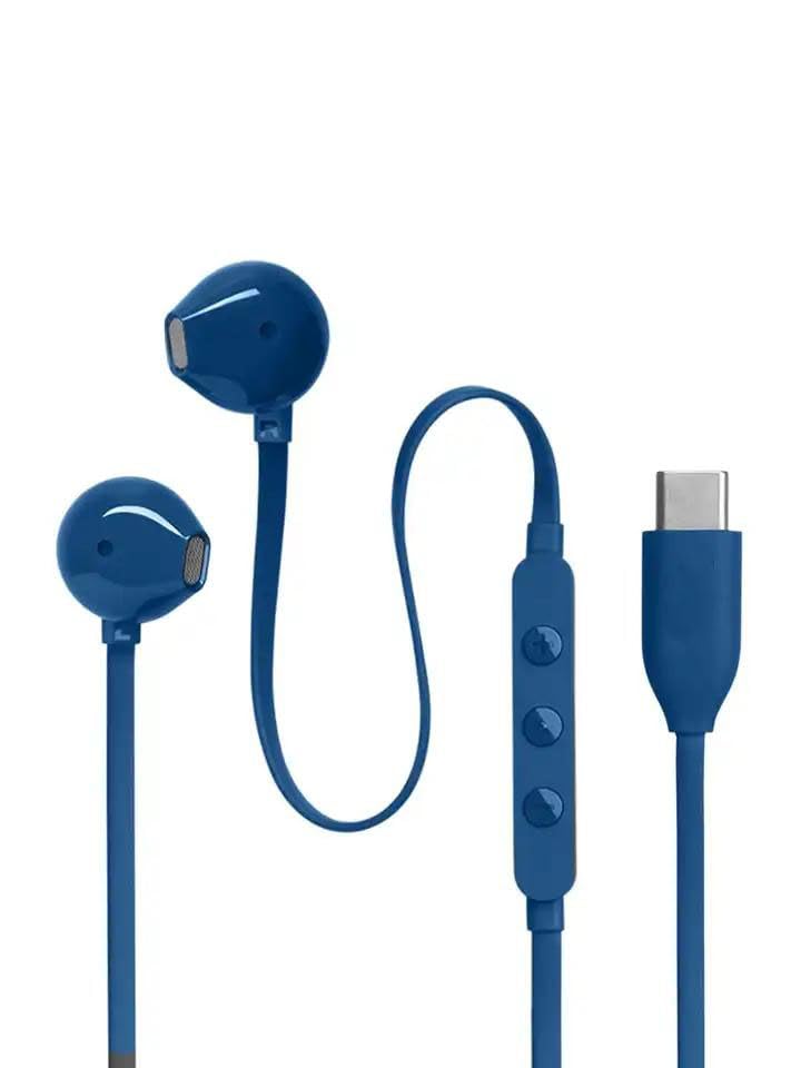 type c usb earphone for jbl tune 305 c earbuds sound wired in-ear headphones with mic blue
