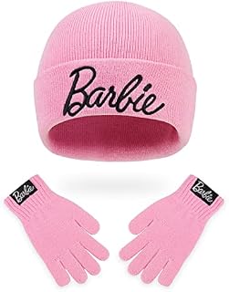 Barbie Girls Bobble Hat and Gloves Set, Original Accessories, Girl Gifts for Winter