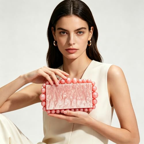 Image of CUXVA Acrylic Evening Clutch Bag for Women Glitter Marble Purse Handbag for Wedding Party Prom