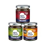 Bay's Kitchen 3 Cooking Stocks Selection - Beef Stock, Chicken Stock and Vegetable Stock, Delicious Low FODMAP, Gluten Free, Dairy Free Concentrated Stocks for Cooking and Sauces