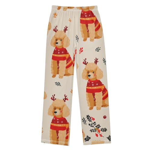 ZZXXB Poodle Spruce Branch Boys Long Pants Soft Trousers Elastic Waist Kids Lounge Bottoms with Pockets S-XL