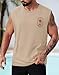 VOGSTART Mens Beach Tank Top Tropical Tshirt Breathable Tee Fashion Casual Coconut Palm Tree Man Cut Off Shirts Beige XL