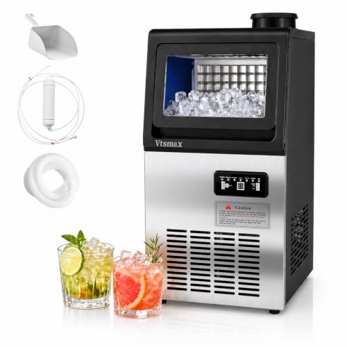 Stainless Steel Ice Maker Machine, 36 kg/Day, 5 kg Bin, Home & Commercial | 120V/60Hz, Dual Water Supply, Timer, One-Touch Cleaning, Freestanding Design