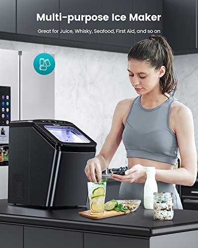 Wamife Nugget Ice Maker Countertop, Pebble Ice Maker Machine, 30Lbs/Day, Auto/Manual Water Refill, Self-Cleaning, Stainless Steel Finish Pellet Ice Maker With Ice Scoop & Basket For Home Office Party #TOP5