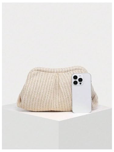 Image of Verdusa Women's Straw Woven Clutch Handbags Ruched Cloud Purse
