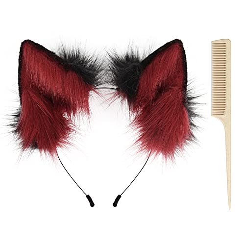 Haoan Handmade Cat Fox Fur Ears Hairhoop Headwear Anime Fancy Dress Party Cosplay Halloween Costume Headband For Women #TOP1