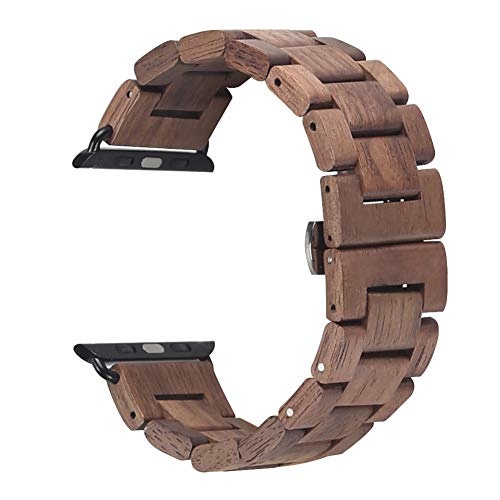Kinobo Wooden Watch Band Compatible With Apple Watch, 100% Eco-Friendly Natural Hardwood Watch Strap Thickened Wrist Bracelet For Iwatch Series 7, 6, 5, 4, 3, 2, 1, Sport, Edition (Walnut-38/40/41Mm) #TOP1