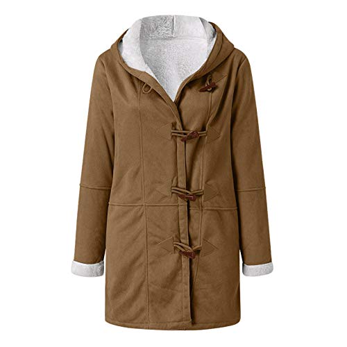 Lovor Plus Size Jackets For Women Winter Fuzzy Fleece Parka Horn Buckle Hooded Jackets Tie Dye Warm Cardigan Coat With Pockets(B Brown,3Xl) #TOP2