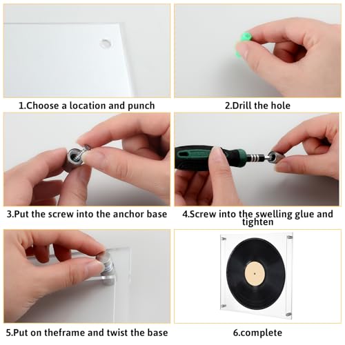 Support mural acrylique vinyle transparent sans cadre lot de 6 - 6
