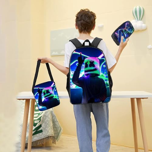 Image of Fancyku Marshmello Bag Marshmello Print Backpack Laptop Bag Marshmello Merchandise Gift Backpack for Fans Travel Backpack