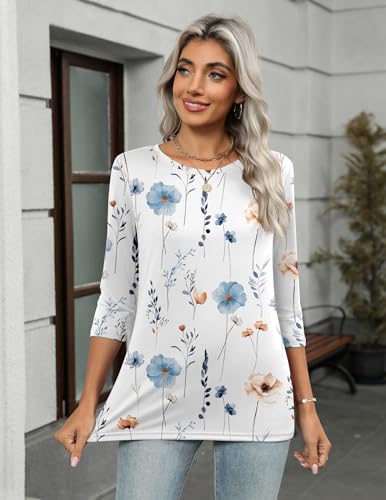 zeagoo women39s casual 34 sleeve t-shirts round neck cute tunic tops basic tees blouses business work tee top