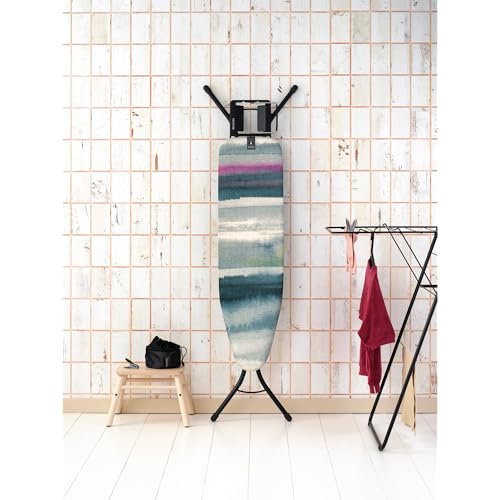Image of Brabantia Compact Ironing Board with Left /Right Adjustable Steam Iron Rest | Small (Size A) | Fairtrade Morning Breeze Cover | Adjustable Height (27-38 inch), Easy Fold, Anti-Collapse Lock, Non-Slip Feet