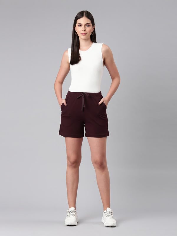 Image of GO COLORS Women Solid Mid Rise Relaxed Fit Casual Shorts