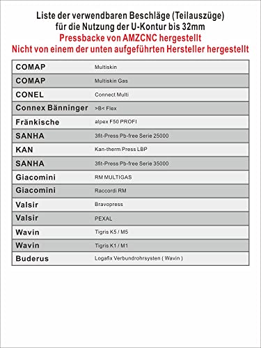 AMZCNC Professional Crimping Pliers U-Contour and M-Contour Pressing Tool with 360° Rotating Head, for Composite Pipe (16mm, 20mm, 25mm, 32mm) and Copper Pipe (12mm, 15mm, 18mm, 22mm, 28mm) - Image 3