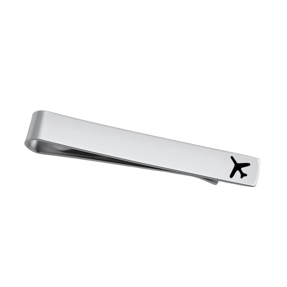 Airplane Tie Clips Bar for Pilot Husband Christmas Birthday Jewelry Gifts Aviation Captain Tie Clip Tack Pilot Flight Attendant Necktie Clip Men Necktie Accessory Wedding Business Holiday-image-9