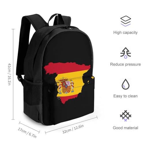 Flag Map of Spain Travel Backpack Casual Daypack Shoulder Bag with Adjustable Shoulder Straps for Men Women2