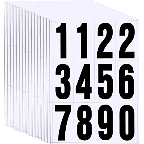 Image of Tenare 96 Pcs Vinyl Number Stickers 0-9 Reflective,4 Inch,Black in White | Waterproof Self Adhesive for Mailbox Address, Door Signs, Trash Cans, Trucks, Outdoor Home Business Use, Durable Vinyl