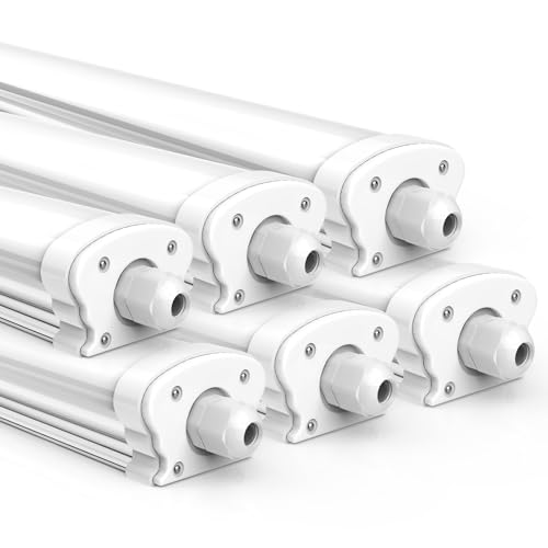 JESLED - 6er Sst LED Feuchtraumleuchte 120cm IP65-30W 5200 Lumen - 4000K Neutralweiß - Verknüpfbar - Kellerleuchte, Nassraumleuchte - Feuchtraum Wannenleuchte [Energieklasse C]