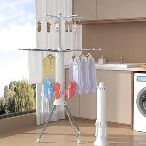 Clothes Drying Rack, 4-Legged 3-Tier Foldable Laundry Rack, 4 Pul...