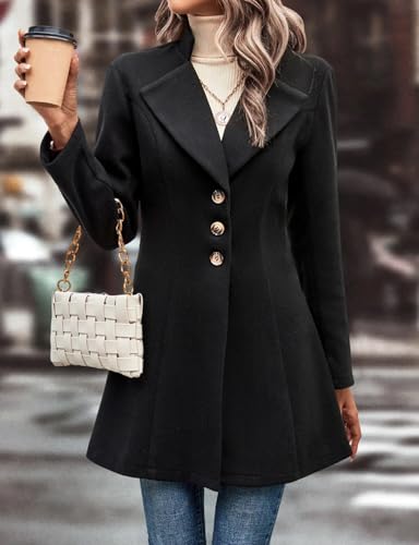 Mywinway Wool Coats for Women Fall Winter Trench Coat Peacoat Long Tweed Blazer Jackets Outwear3