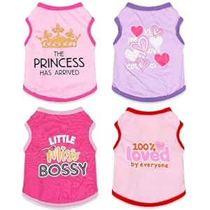4 Pieces Chihuahua Clothes Cute Dog Clothes for Small Dogs Girl Puppy Shirt Yorkie Clothes Soft Pink Extra Small Dog Pet Clothing Comfortable XXS