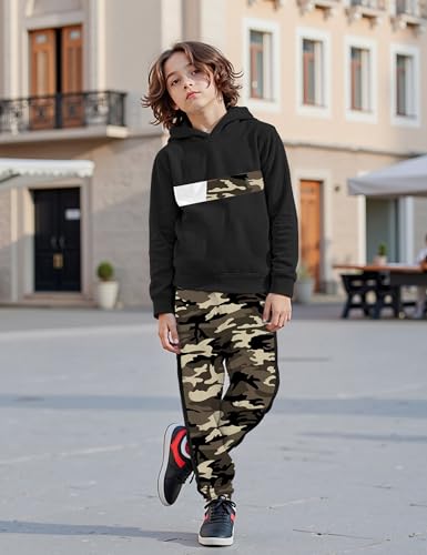 Image of Boys Clothes Boy Outfits 2-Piece Long Sleeve Hoodie and Camouflage Pants Boys Fall Winter Clothes for 6-16 Years