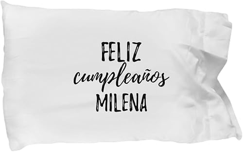 Feliz Cumpleanos Milena Pillowcase Spanish Happy Birthday Personalized Name Gift Pillow Cover Case 20x30