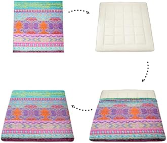 MAXYOYO Mattress Cover for Traditional Japanese Futon Mattress, Futon Floor Mats Cover with Zipper, Super Soft and Machine Washable, Bohemian, Twin