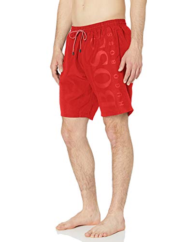 BOSS HUGO BOSS Men's Long Length Quick Dry Swim Trunks, Bright Red, s