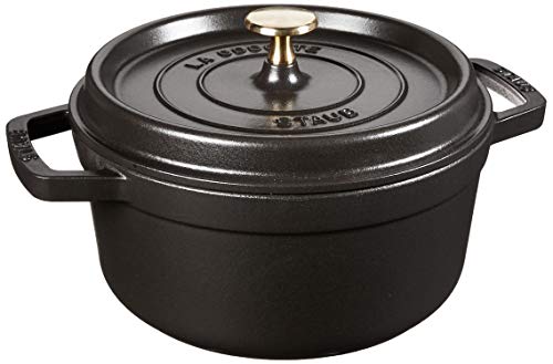 STAUB 1102225 Cast Iron Round Cocotte, 2.75-quart, Black Matte