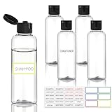 Pfesuqo 5 Pack 3.4 oz Travel Bottles for Toiletries, TSA Approved Leak Proof Refillable Travel Size Containers, Clear Plastic Shampoo Bottles for Lotion Conditioner