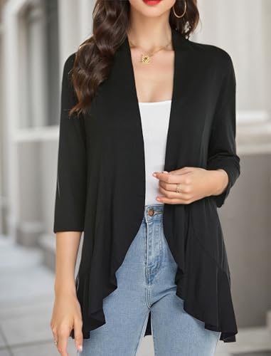 Women's Lightweight Cardigan Short Sleeve Casual Knit Cardigans Sweater Tops