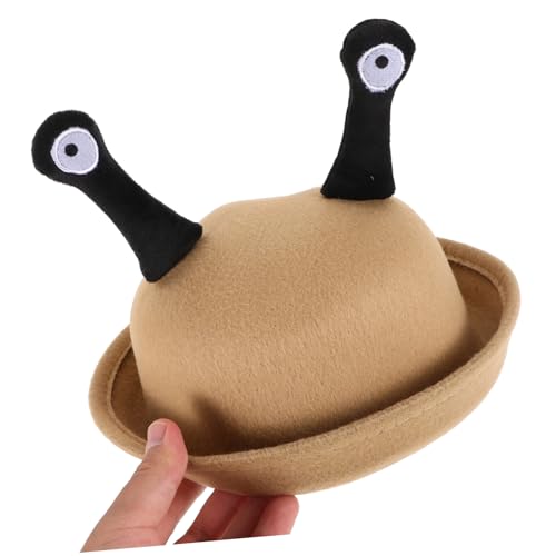 Small Round Hat for Boy Girl Creative Snail Eyes Design Lovely Casual Wear Cap for Toddlers Stylish Light Brown Dress up Accessory for Fall Outfits3