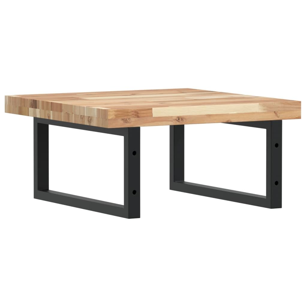 Scaffale per lavabo da parete in acciaio e legno di acacia massiccio, 50 x 50 x 4 cm, supporto rettangolare, portata fino a 100 kg, salvaspazio, per bagno, lavabo e WC degli ospiti, con