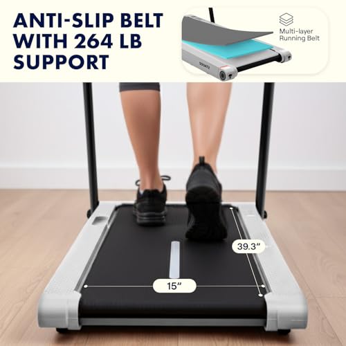 Image of Squatz 2‑in‑1 Walking Pad Treadmill with Handlebar & Vibration Plates - Compact Walking Pad with LED Display, Device Holder, Quiet 1.0HP Motor & Remote for Home or Office Fitness
