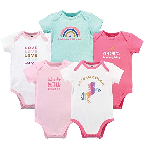 Hudson Baby Unisex Baby Cotton Bodysuits, Pride, 9-12 Months