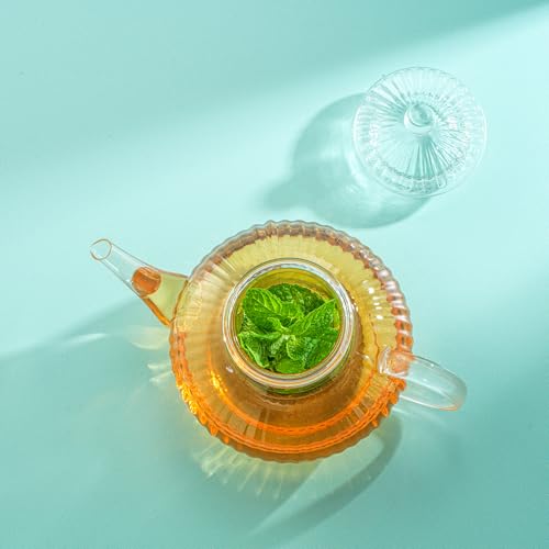 JoyJolt Fluted Glass Teapot Set 34oz, Stovetop Safe Tea Kettle, Borosilicate Clear Kettle with Removable Glass Infuser, Blooming and Loose Leaf Tea Maker and Brewer by JoyJolt - Image 8