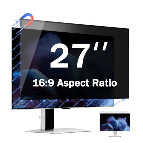 [2 Pack] Magnetic Computer Privacy Screen Filter 27 Inch for Frameless Monitor 16:9 Aspect Ratio, Removable Anti Glare Blue Light Protector, Double Sided Reversible Eye Care 27in Film