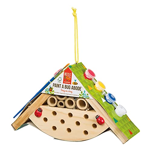 Beetle & Bee, Paint A Bug Abode, DIY Kids Arts & Crafts Outdoor Wooden Bug Kit, FSC Certified, for Boys & Girls Age 5+