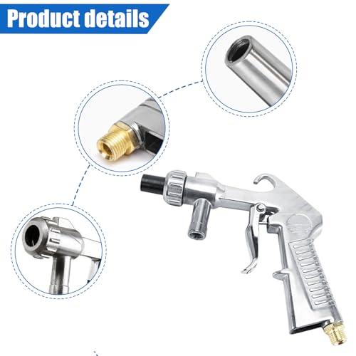 Sandstrahlpistole Druckluft: Sandstrahlen Pistole Kit mit 8 Keramikdüse, 4 Eisendüse, Luftanschlussnippel, Hochdruck-Entrostungsfunktion, Sandstrahlgerät für Professionelle und Heimwerkerprojekte