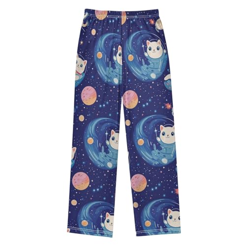Cute Cats Space Boys Pants Girl Sleep Pants Long Trousers Elastic Waist Lounge Bottoms S2