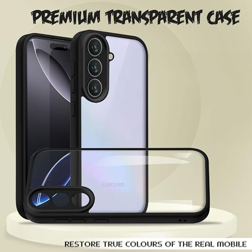 Image of V-TAN Back Cover for Samsung Galaxy A36 5G Compatible Case, Transparent Clear, TPU, Camera Protective Shockproof Cover (Black)