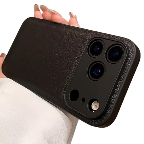 Coque antichoc en TPU et cuir pour iPhone 17 Air et 14 Plus noire