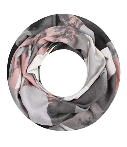 Majea super weicher Damen Loop Schal viele Farben Muster Schlauchschal Halstuch in aktuellen Trendfarben, Grau 3, 180 x 90