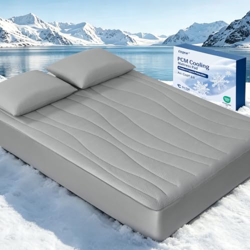 Elegear Cooling Mattress Pad King Upgraded Arc-Chill 3.0 + PCM Cooling Stay Cool All Night Breathable & Soft Deep Pocket 18 Washable Mattress Protector for Hot Sleepers Gray